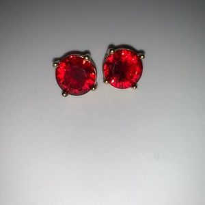 Red stone stud earrings